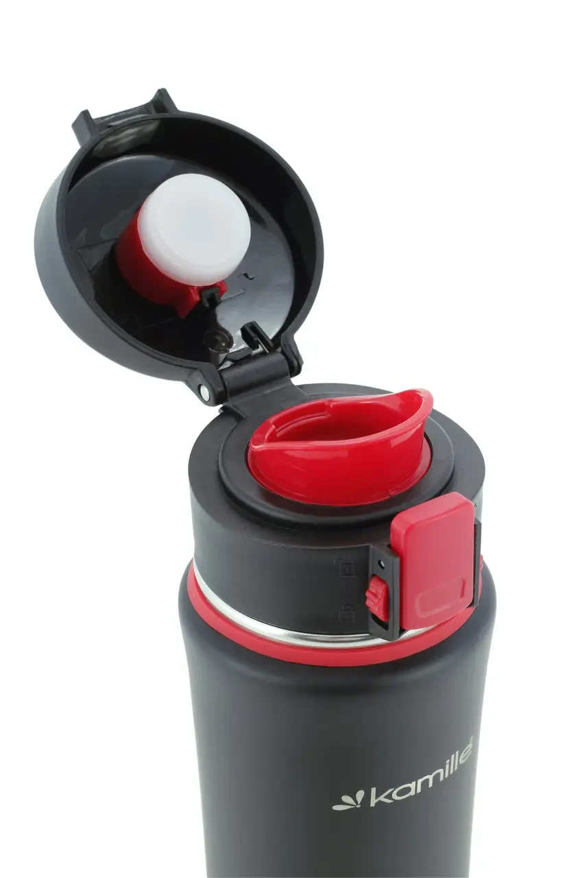 Спортивний термос-пляшка Kamille 500 мл із нержавіючої сталі Червоний (KM-2066) - фото 3