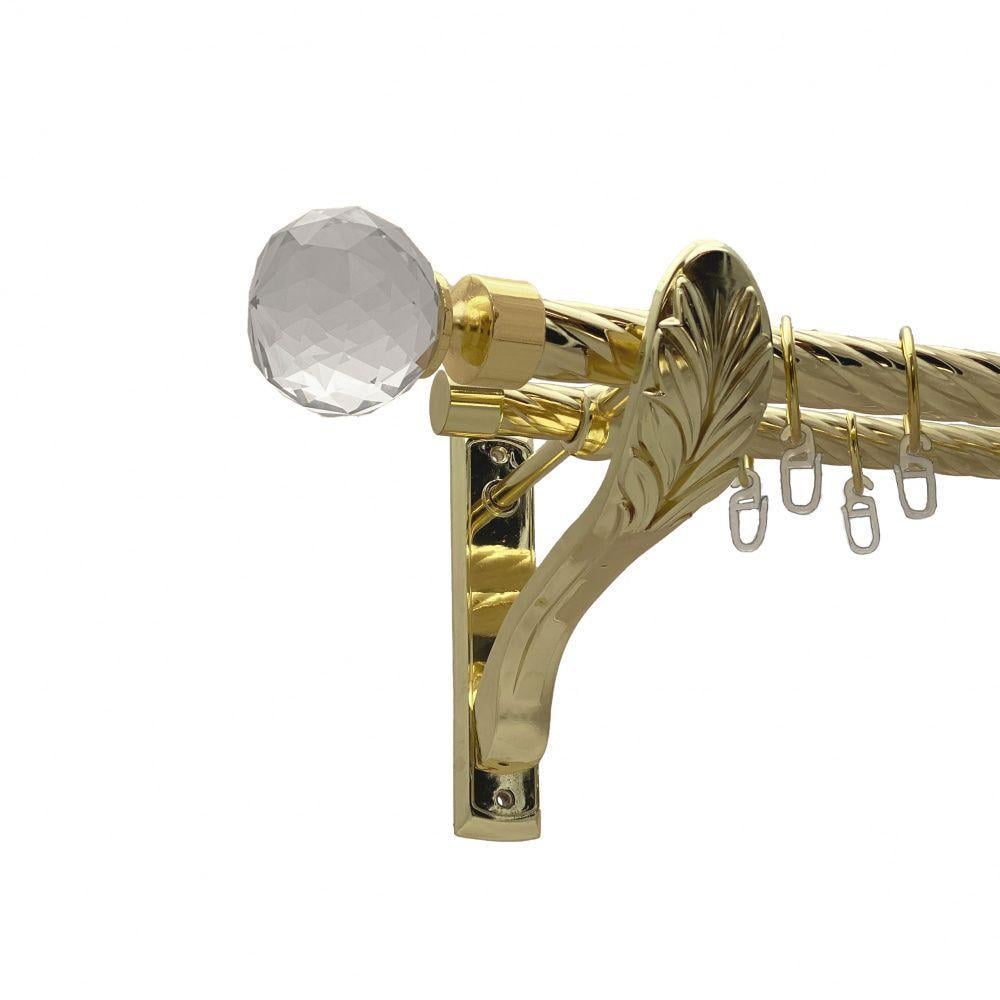 Карниз металлический Orvit Люмиера двохрядний ретро скрученный 25/19 мм 160 см Золото (000-9046)