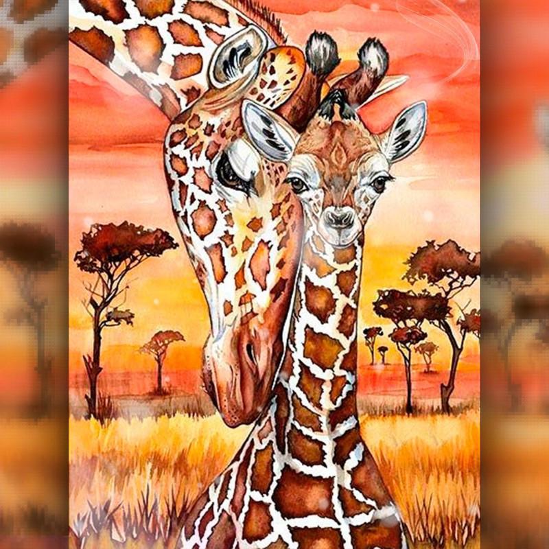 Алмазная вышивка The Wortex Diamonds Жирафенок с мамой 30x40 см TWD50005