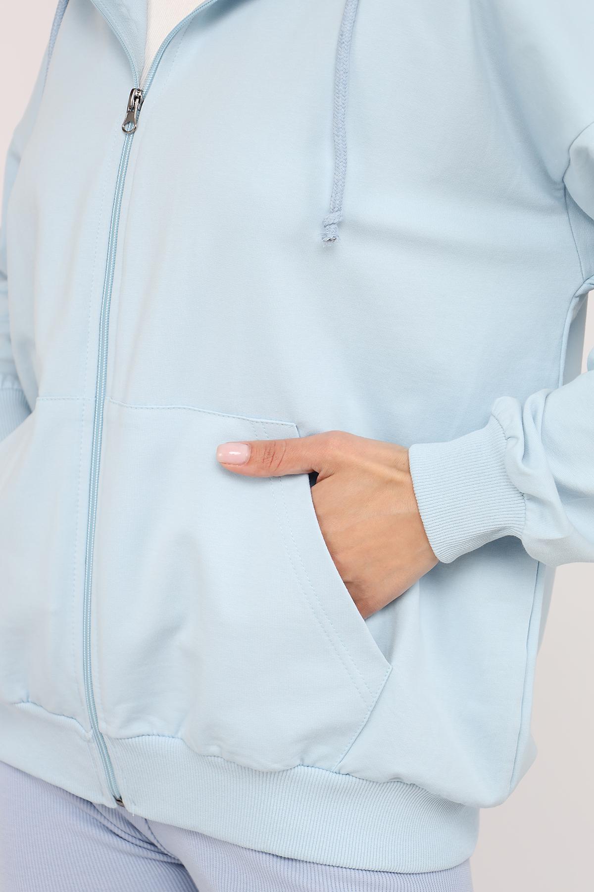 Толстовка жіноча на блискавці ЦБ-00266279 р. 50 Блакитний (SKT001035575) - фото 5 Толстовка жіноча на блискавці ЦБ-00266279 р. 50 Блакитний (SKT001035575) - фото 5