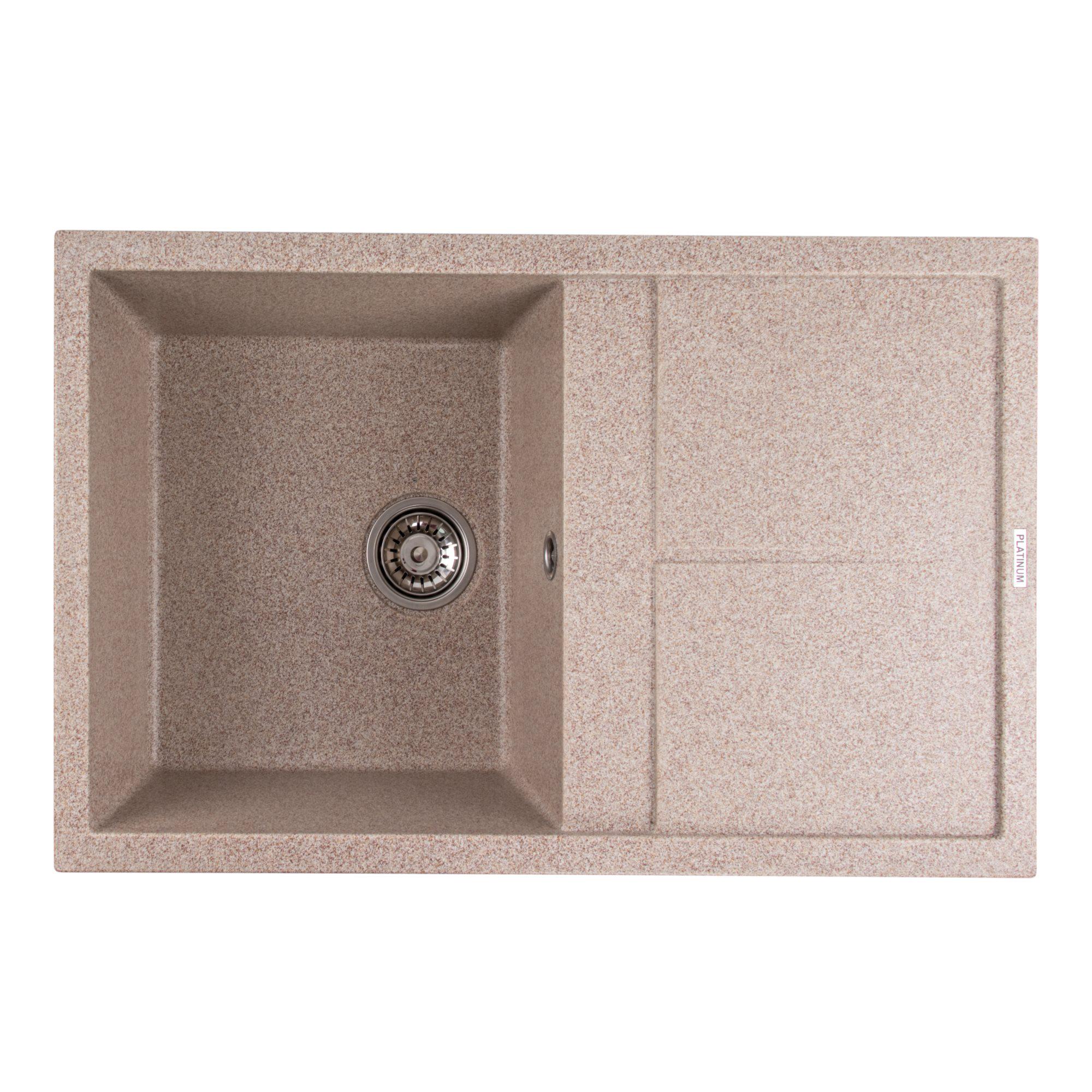 Мийка гранітна для кухні Platinum 7950 Selena матова Карамельний