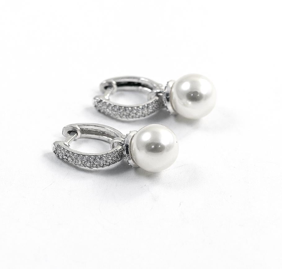 Серьги Maxi Silver 8422 Конго с жемчугом (88422)