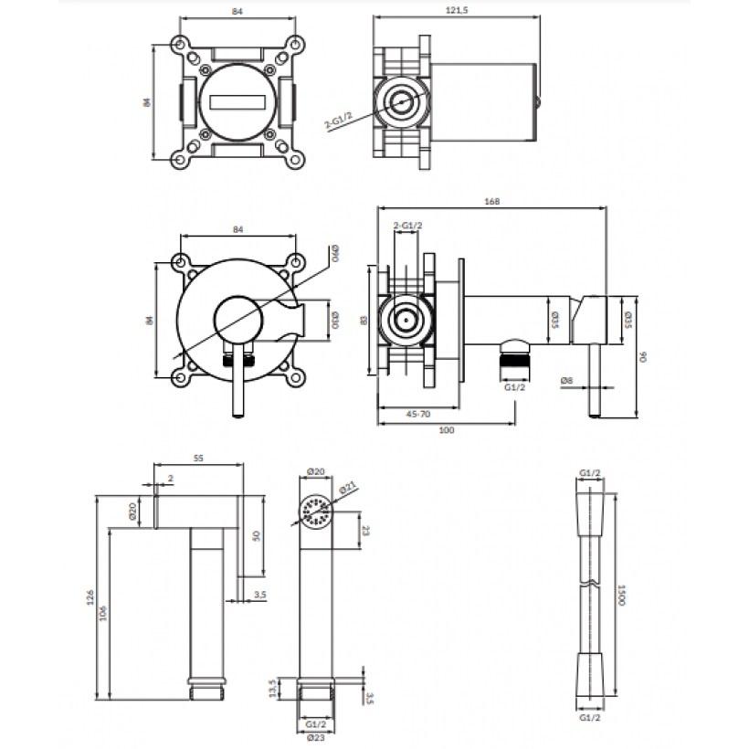 Набір гігієнічного душу із змішувачем Omnires Y nickel (SYSYBI2NI) - фото 2