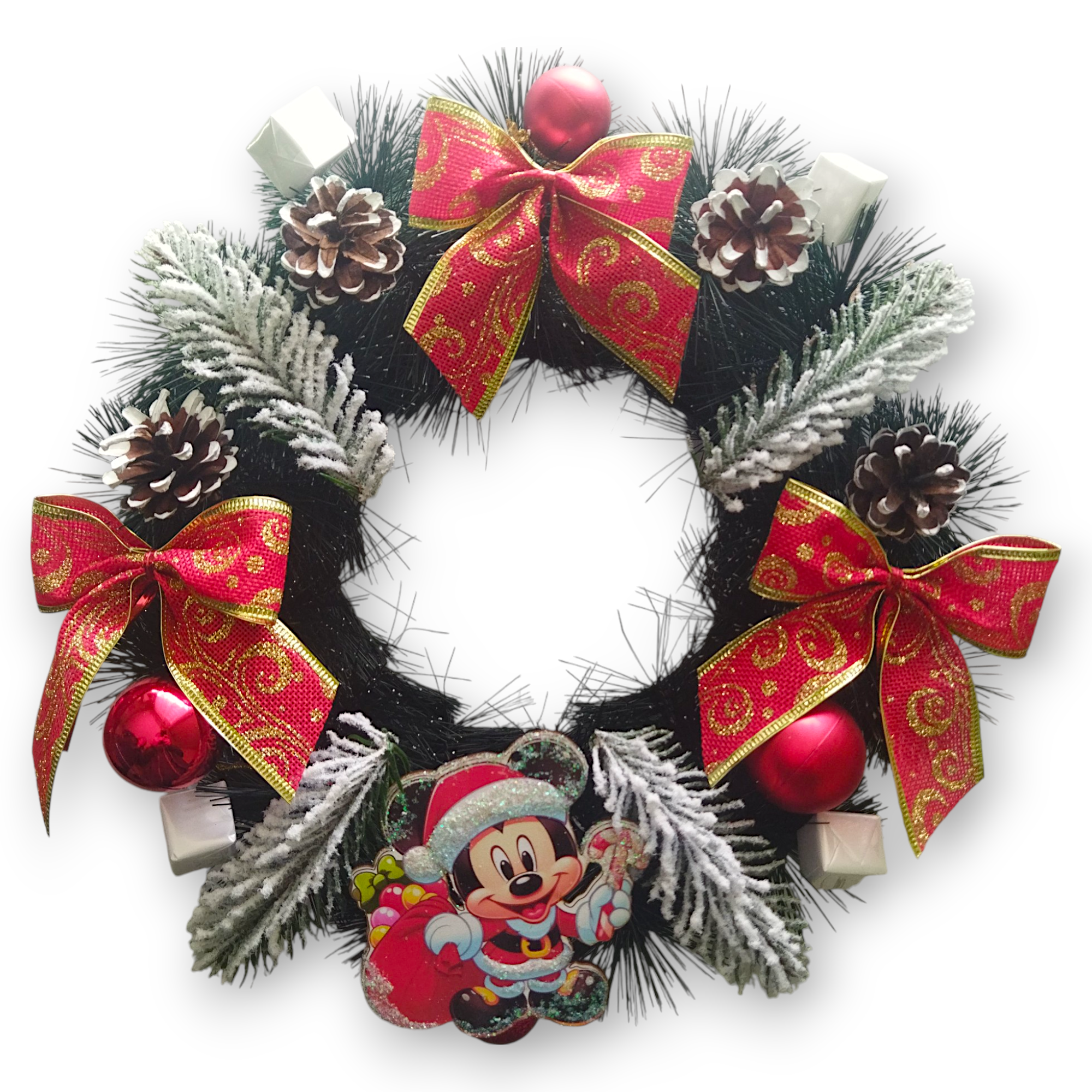 Вінок новорічний Mickey Mouse 33 см Різнокольоровий (HC31)