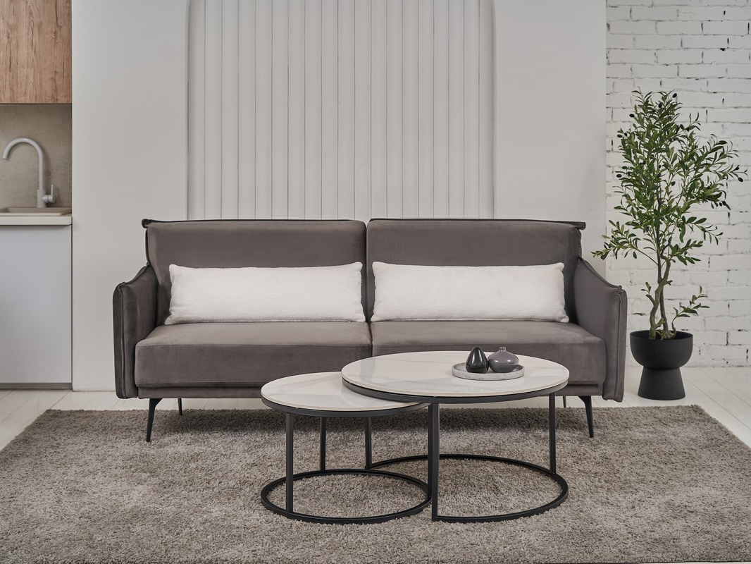 Журнальный стол Лоренза комплект 2 шт. 800х450 мм/600х400 мм Каса вайт/Черный (30995615) - фото 6