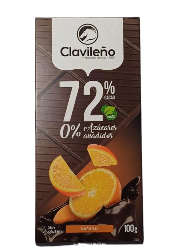 Шоколад черный Clavileno 72% с апельсином и заменителем сахара 100 г (52350)