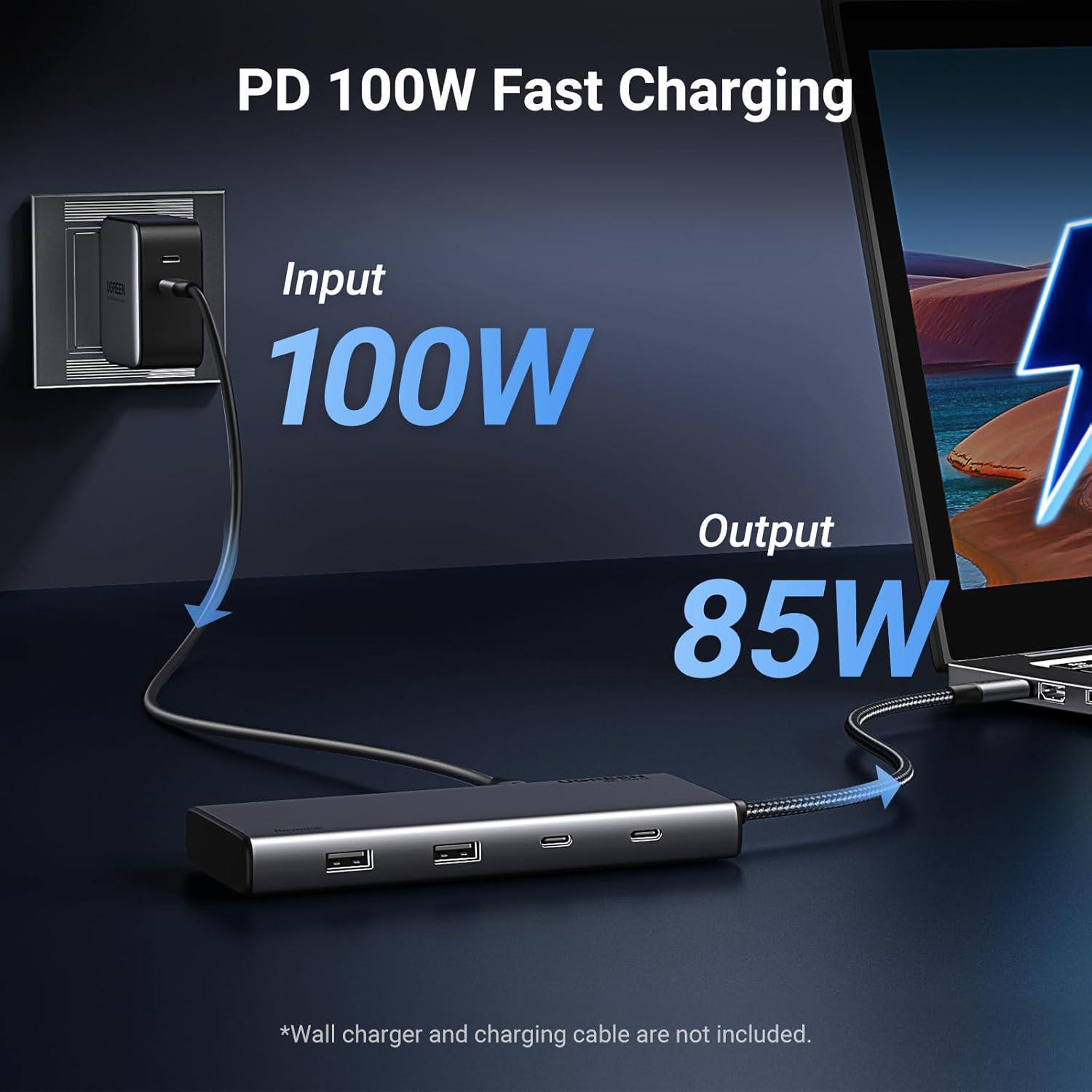 Док-станція UGREEN USB-C потрійний 4K дисплей 10Гбіт/с USB 3.2 PD 100Вт 30 см Сірий (35625) - фото 9 Док-станція UGREEN USB-C потрійний 4K дисплей 10Гбіт/с USB 3.2 PD 100Вт 30 см Сірий (35625) - фото 9