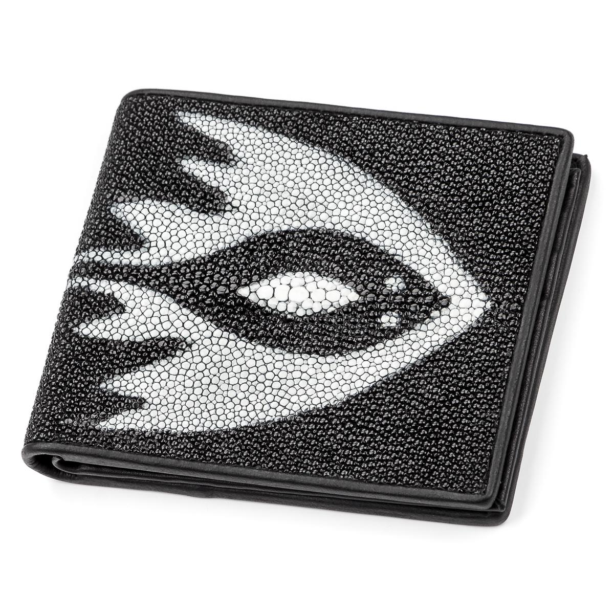 Портмоне чоловіче Stingray Leather 18065 з натуральної шкіри морського ската Чорний