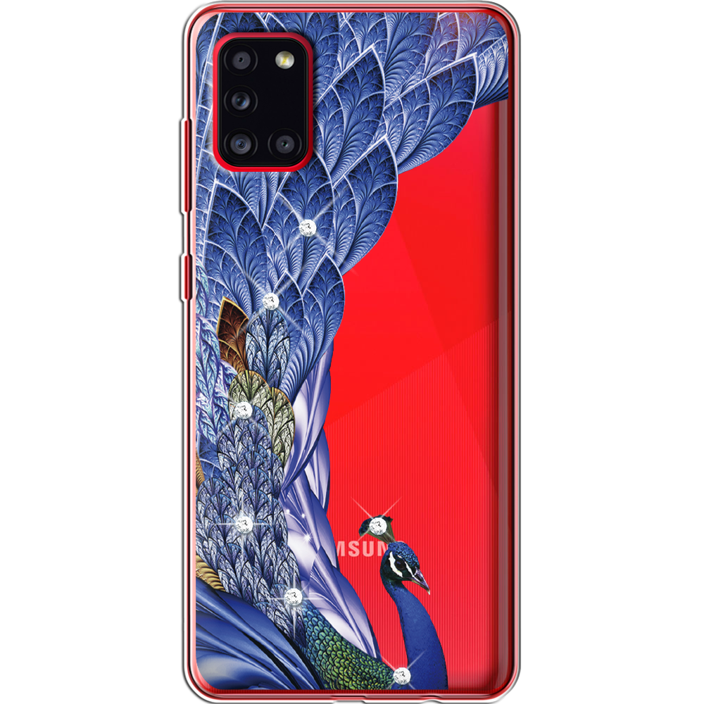 Чехол Boxface Samsung A315 Galaxy A31 Павлин со стразами Прозрачный силикон (39470-rs7-39470)