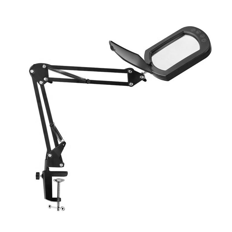 Настольная лампа-лупа Lesko LED M015 косметическая на подставке USB Black (3000243017)