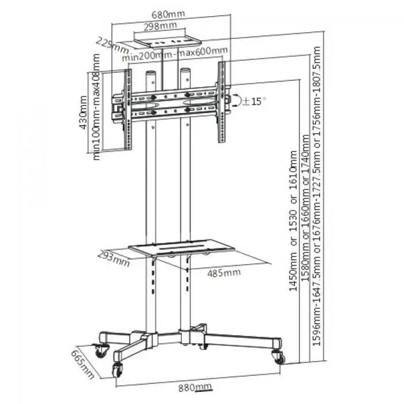 Стойка мобильная ITech T1028B для телевизора 32-60" (tf5602) - фото 5