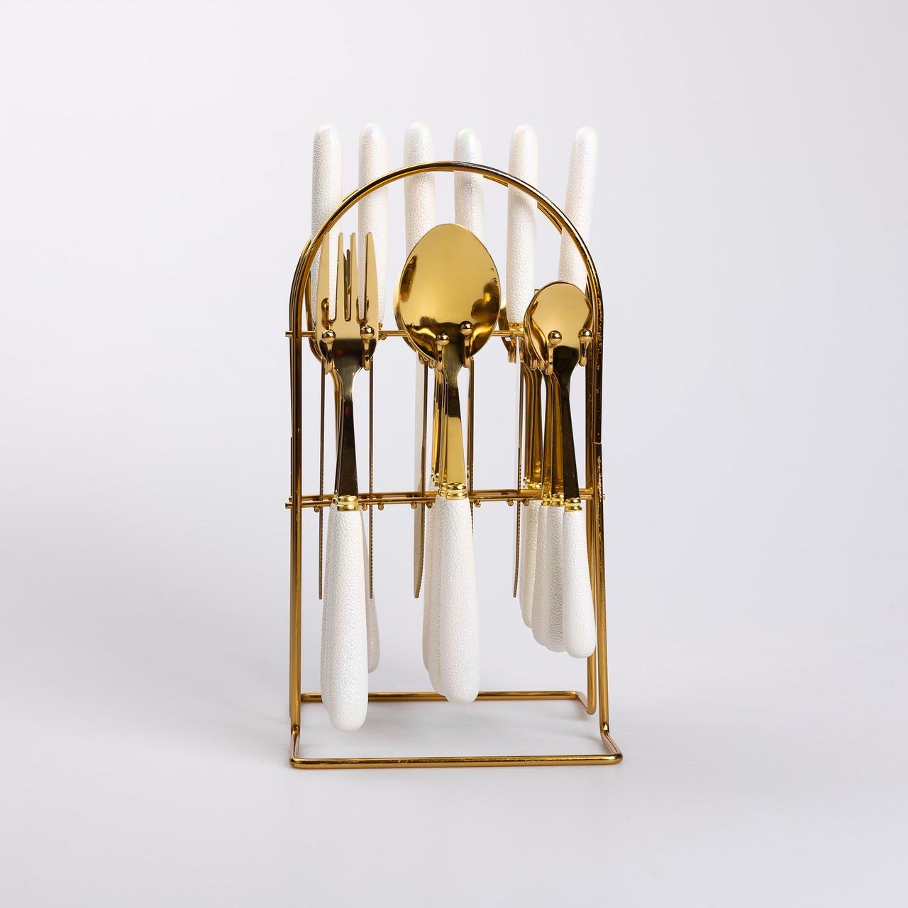 Набор столовых приборов на подставке 24 пр. с керамическими ручками (HP-20-49) - фото 4 Набор столовых приборов на подставке 24 пр. с керамическими ручками (HP-20-49) - фото 4