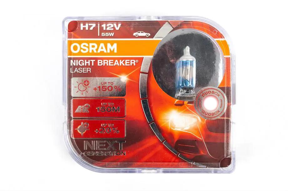 Лампа головного света Osram H7 55W Night Breaker Laser 150% 64210NL стекло Белый (185742)