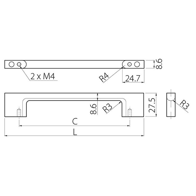 Ручка мебельная GTV UZ-819 256 мм Черный - фото 2