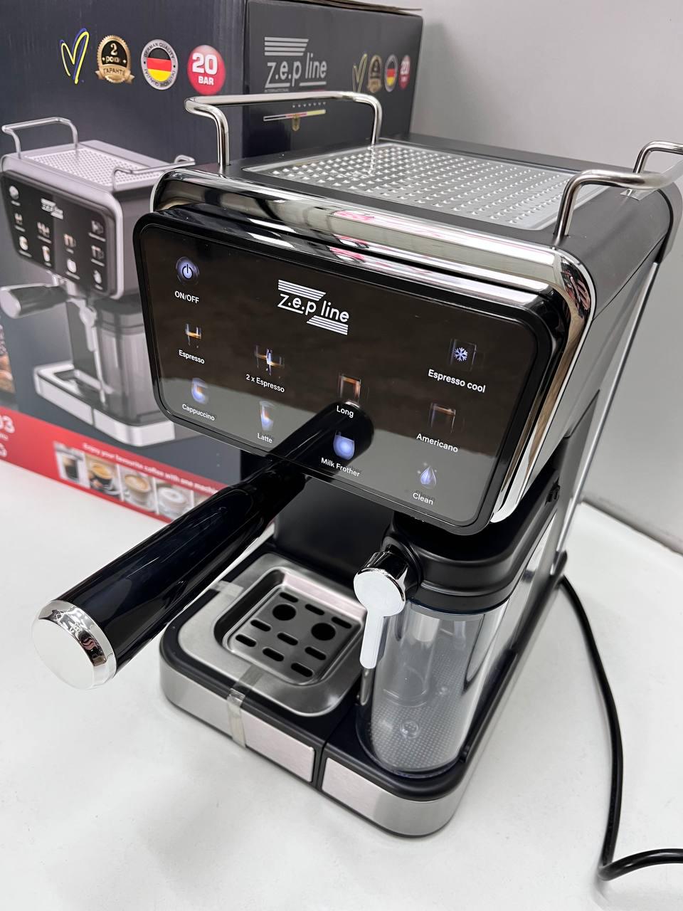 Кофеварка рожковая ZepLine с автоматическим капучинатором 3000 Вт 20 Бар (25650782) - фото 2 Кофеварка рожковая ZepLine с автоматическим капучинатором 3000 Вт 20 Бар (25650782) - фото 2