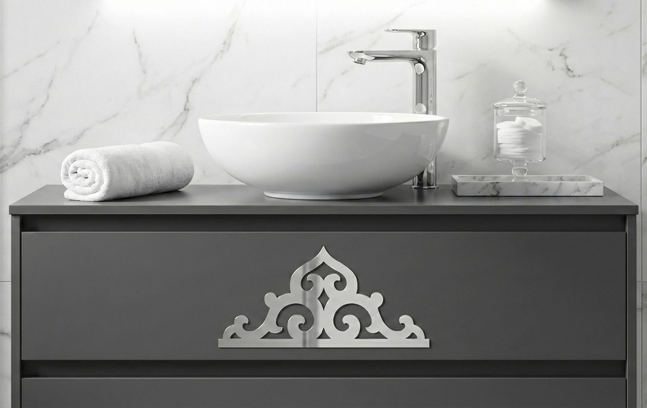 Комплект зеркального декора DFA Угловой узор для стен и мебели 2 шт. Серебристый (YA00087-S)