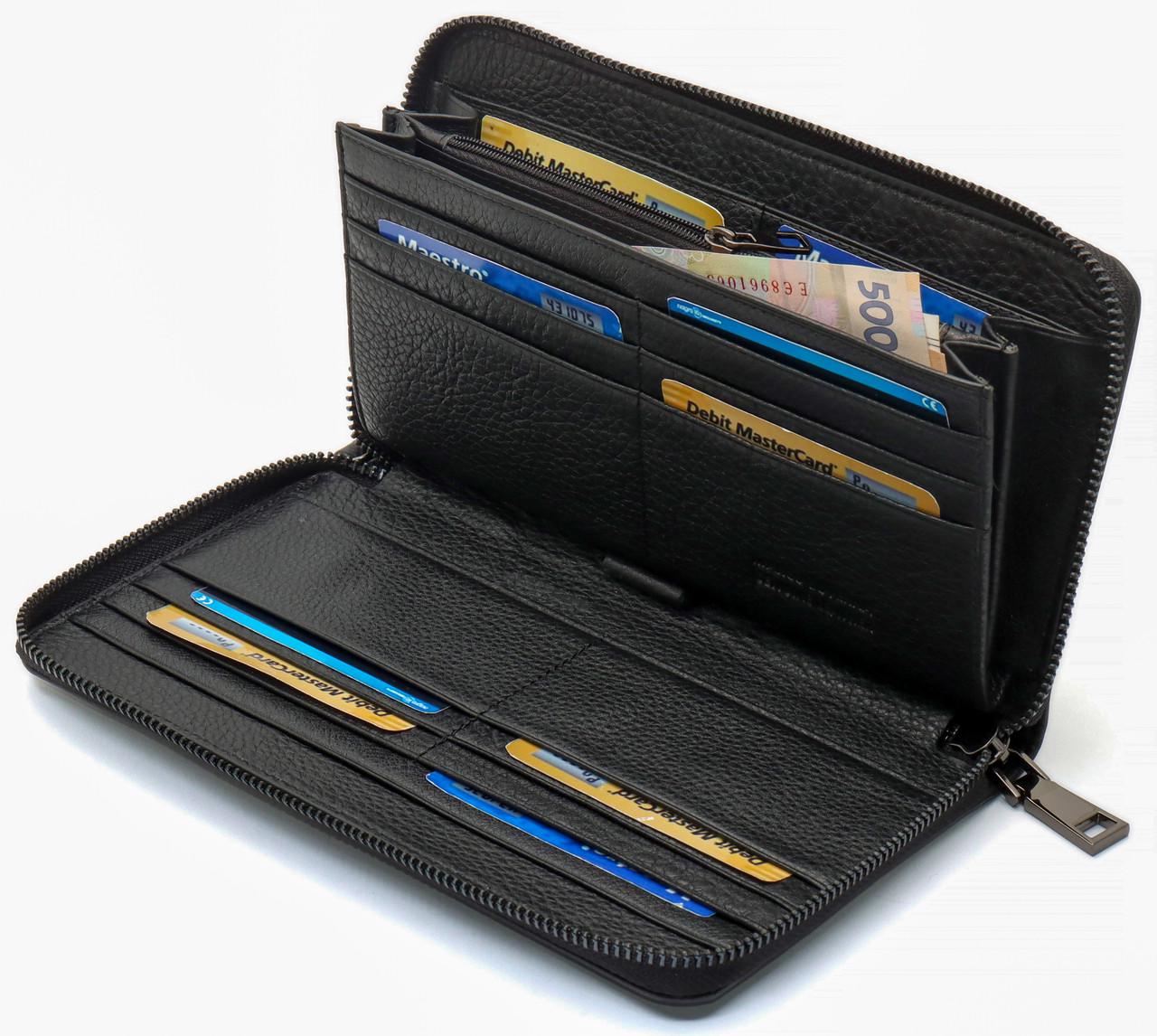 Кошелек-клатч Marco Coverna с блоком под карты под одной молнией из натуральной кожи Черный (МС-5901Q) - фото 6 Кошелек-клатч Marco Coverna с блоком под карты под одной молнией из натуральной кожи Черный (МС-5901Q) - фото 6