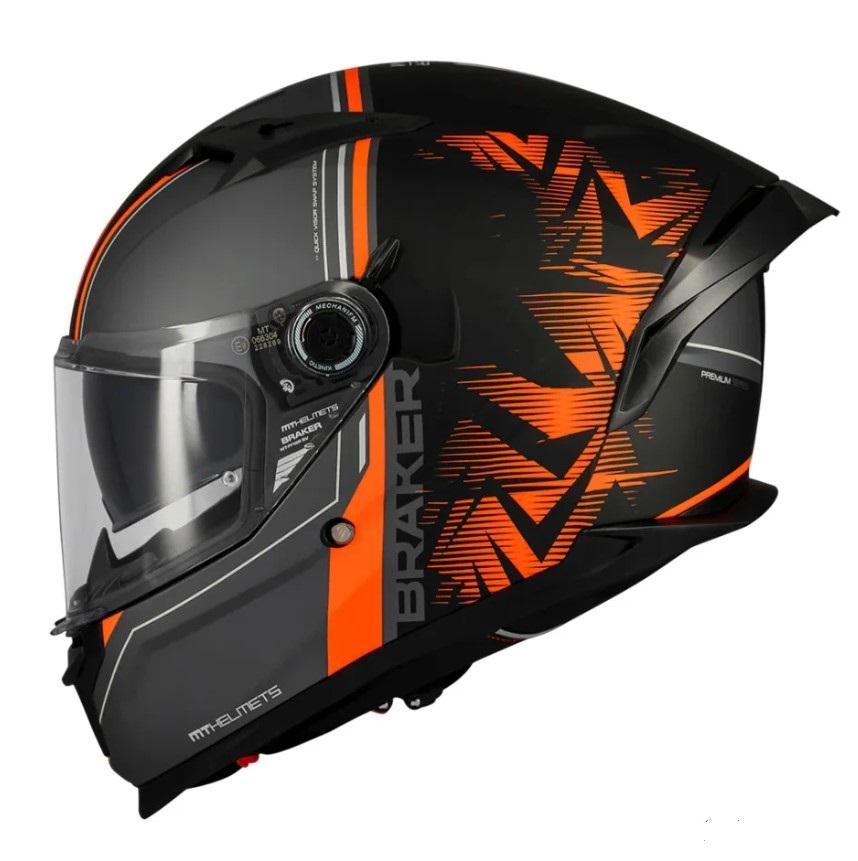Мотошолом MT HELMETS BRAKER SV Charm B4 XL Black Matt/Orange (46910)