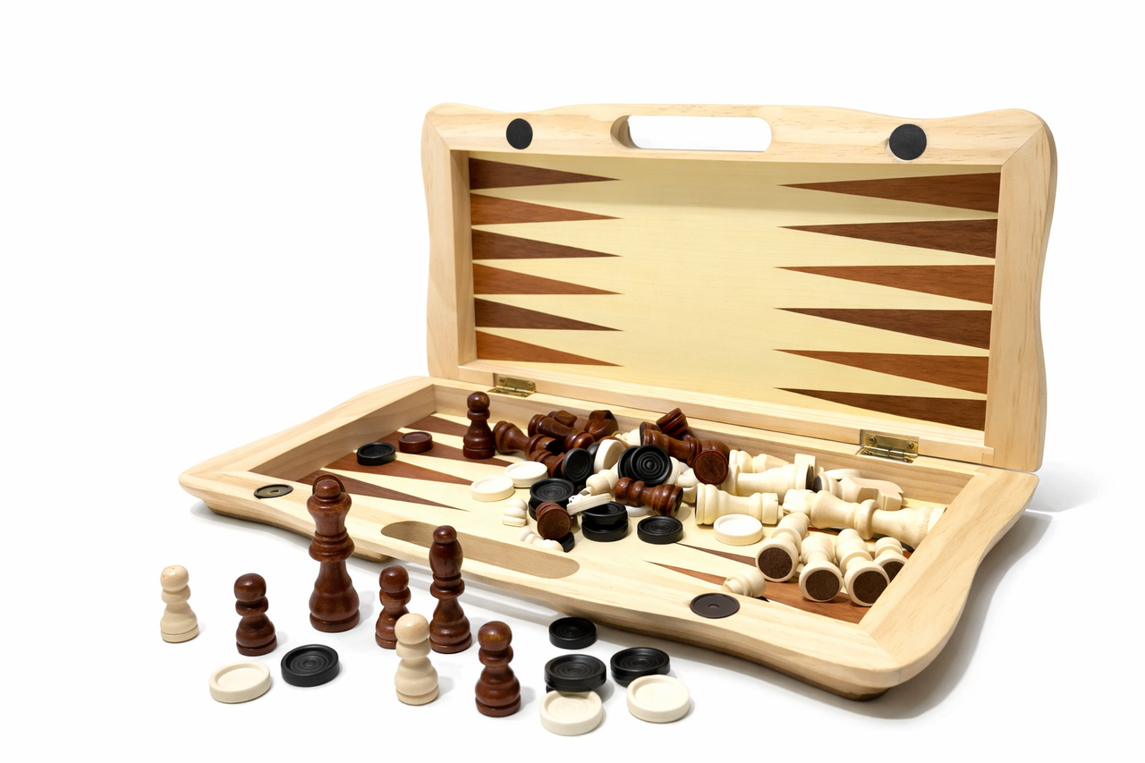 Шахматы 3в1 шахматы/нарды/шашки деревянная доска/деревянные фигуры 40×40 см (TD202325)