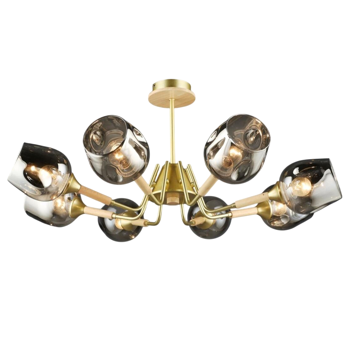 Люстра Sirius на восемь плафонов из стекла под лампы Е27 Черный/Золотой (N6619/8)