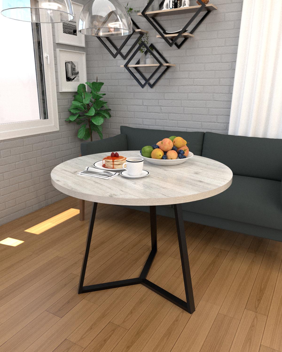 Обеденный стол EcoLoft Рондело DSP-1313-2 в стиле лофт Дуб Кортона (31213114)