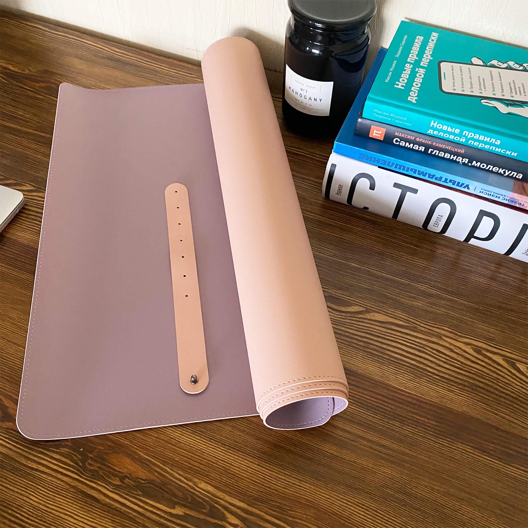 Настольное покрытие-бювар из эко-кожи 900х450х2 мм Лавандовый/Розовый