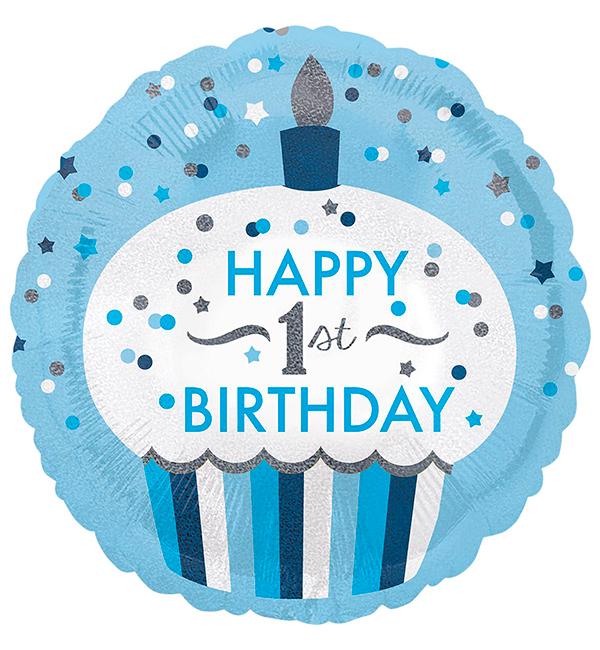 Воздушные шарики 1-st Birthday 45 см Голубой (514591)