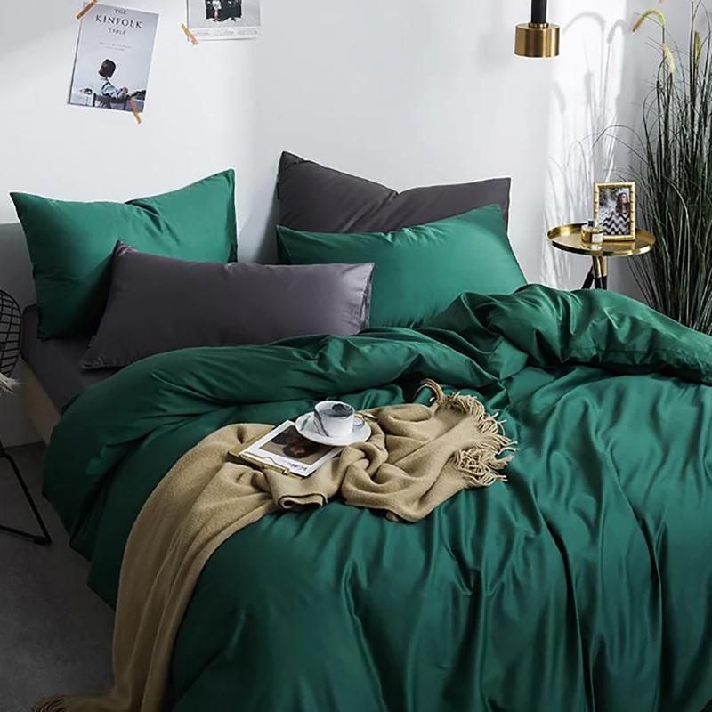 Постельное белье Meriset Дуэт Premium сатин семейное Royal green/Anthracite (550391-4)