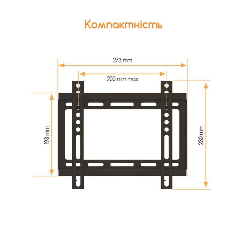 Кронштейн для телевизора ACCLAB AL-FR20/F 35 кг 17-50" VESA 200x200 Black (1283126485763) - фото 4 Кронштейн для телевизора ACCLAB AL-FR20/F 35 кг 17-50" VESA 200x200 Black (1283126485763) - фото 4