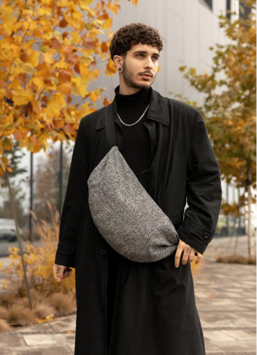 Мужская сумка хобо Sambag тканевая Серый (722058428)