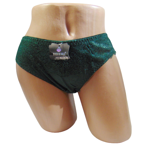 Женские трусики в рубчик Beizhi 6603 с кружевом M Зеленый (1798796915)