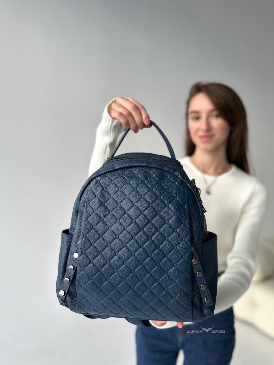 Рюкзак кожаный 29x33x14,5 см Синий (2047739009)