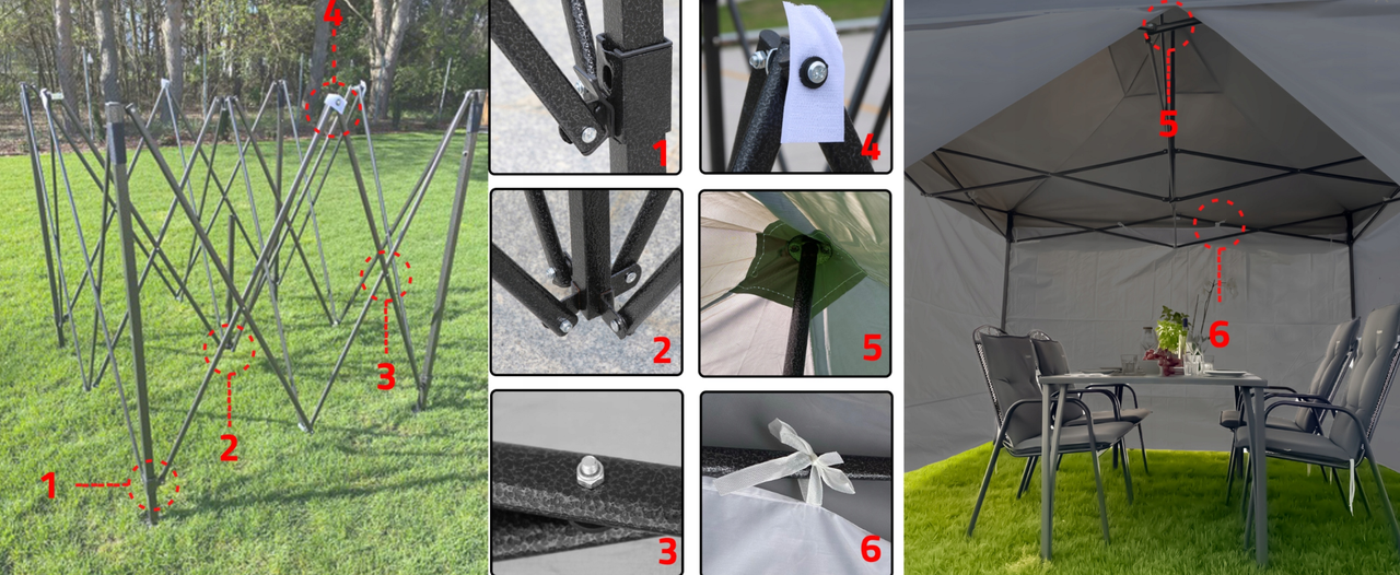 Павильон садовый Maltec 3х3 м 4 стены Серый (2166967061) - фото 8