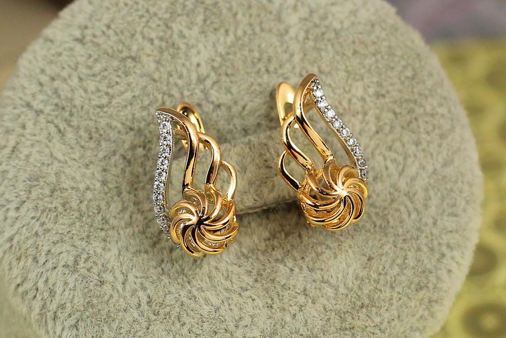 Серьги Xuping Jewelry Эклер с родием 1,6 см Золотистый (2187099661)