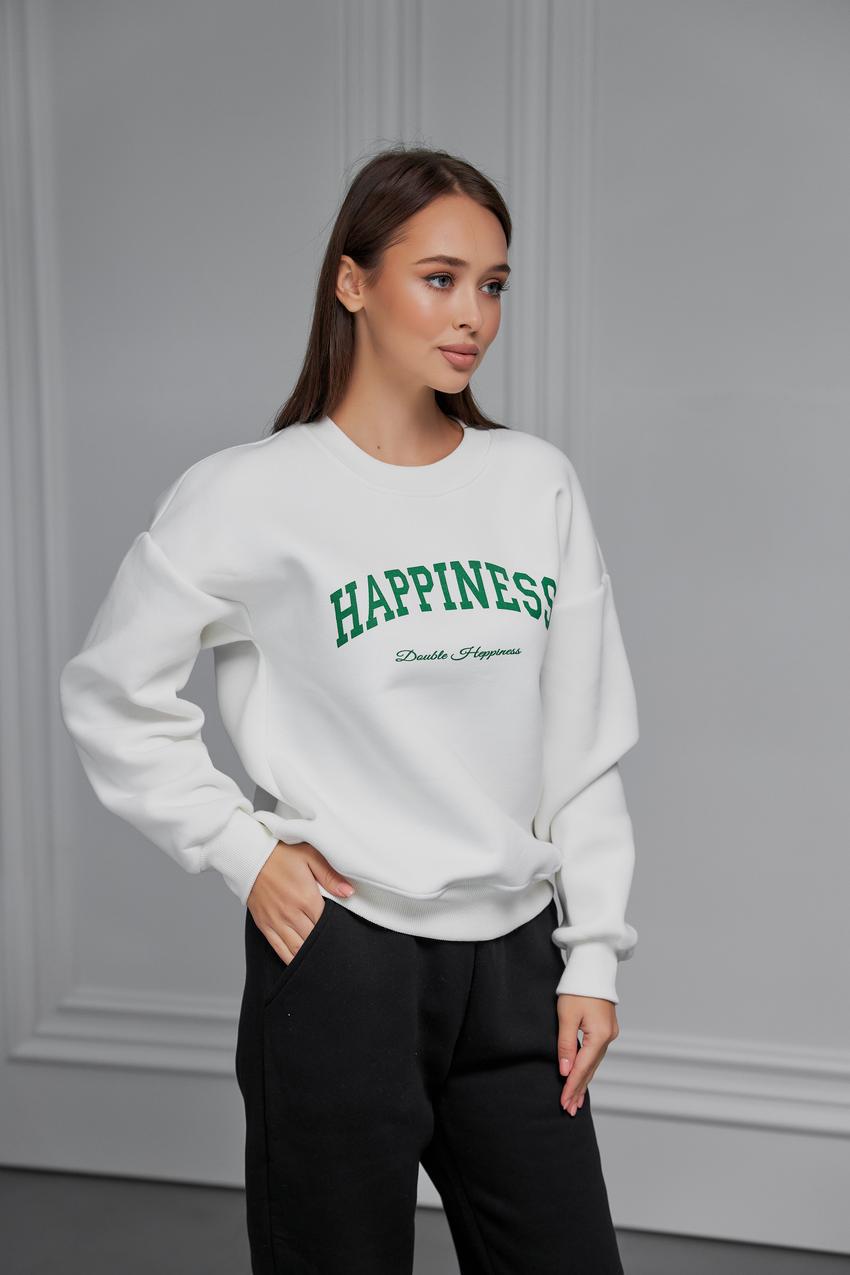 Свитшот женский Happiness М132.4/1 начес XL Кремовый/Зеленый (596-1-63) Свитшот женский Happiness М132.4/1 начес XL Кремовый/Зеленый (596-1-63)