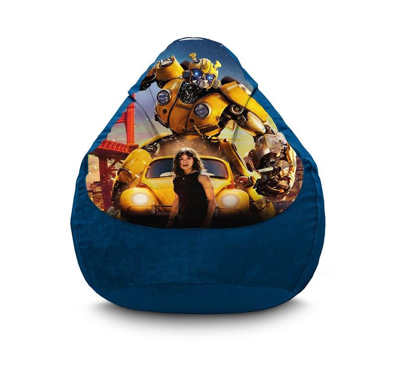 Кресло мешок iPuff Transformers Bumblebee and car Флок XXXL 100х135 см Темно-синий