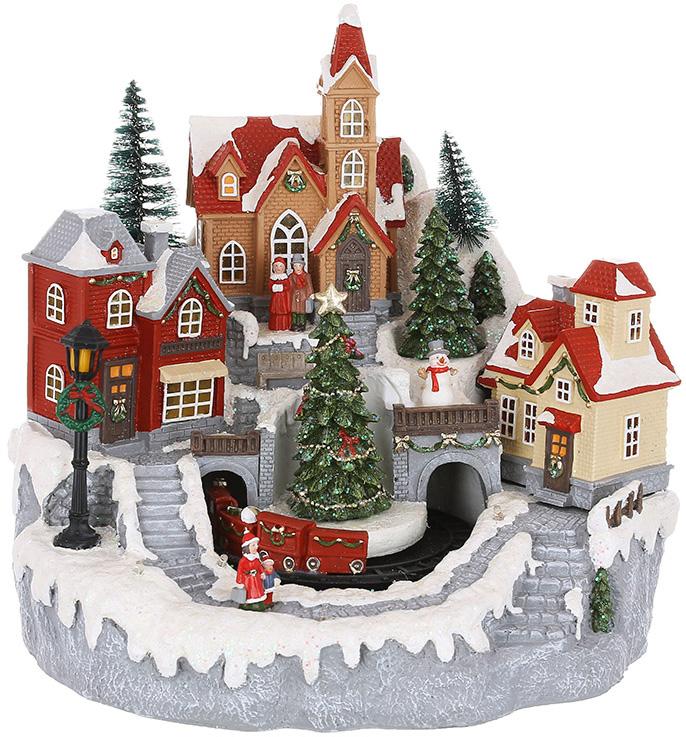 Фигура декоративная зимний город LED-подсветкой и с глиттером 27 см