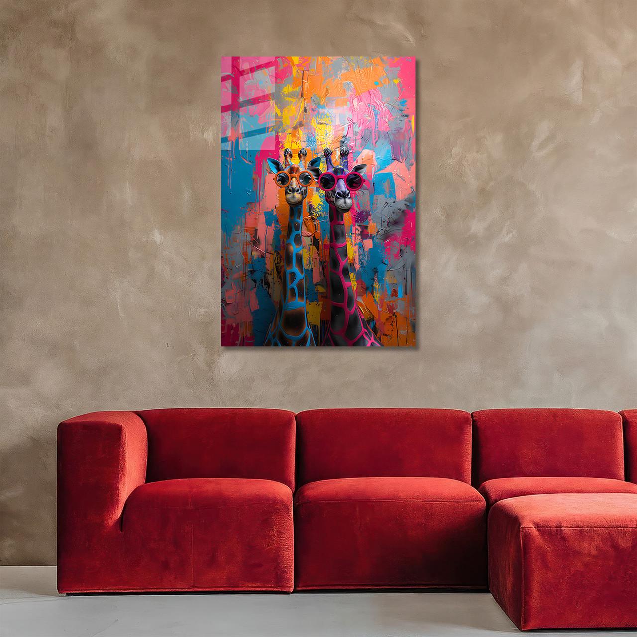 Картина на стекле NovellaPrint Красочные жирафы 50х75 см (545.2)