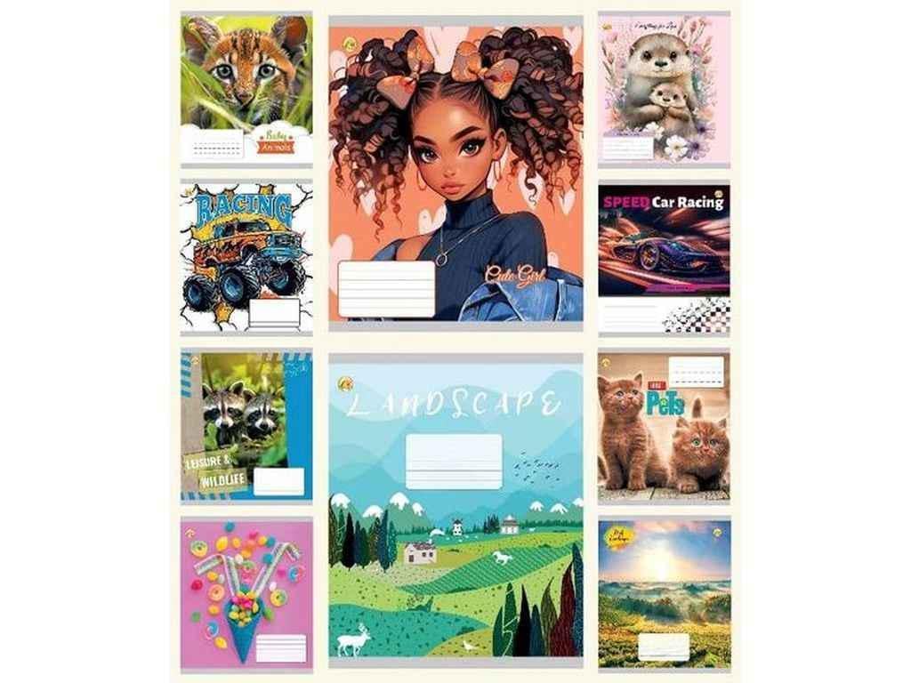 Тетрадь в линию Тетрада 12 л. 25 шт. твердая ТЕ42103 12ЛВ3 МИКС (1064068)