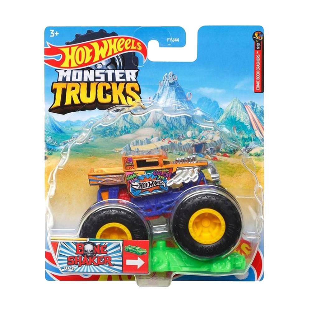 Базовая коллекционная машинка-внедорожник Hot Wheels серии Monster Trucks Comic Book Crashers-Bone Shaker 164