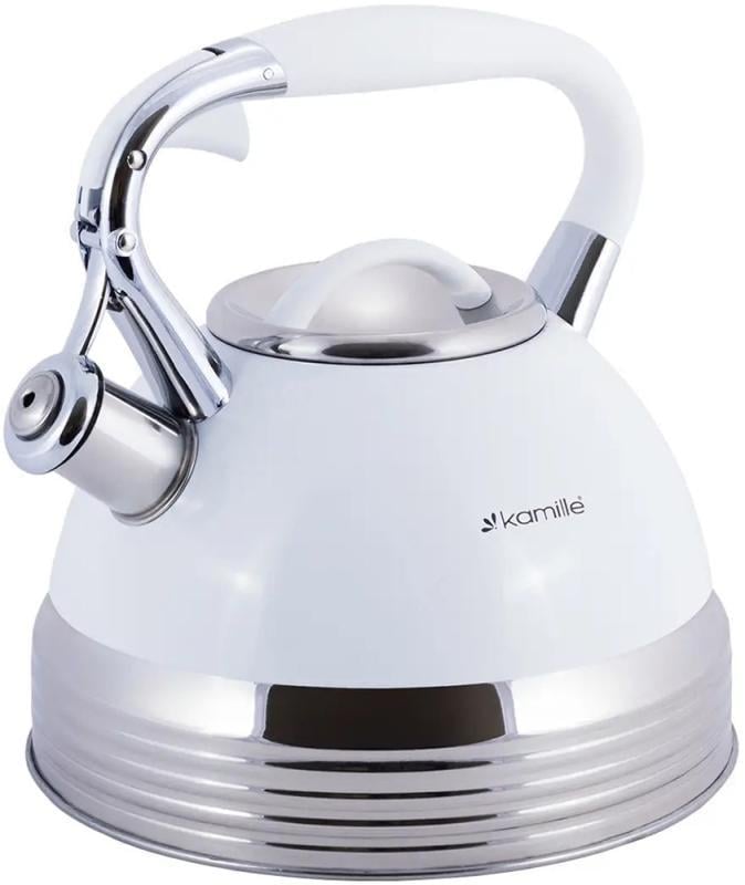 Чайник індукційний Kamille зі свистком 2,7 л Білий