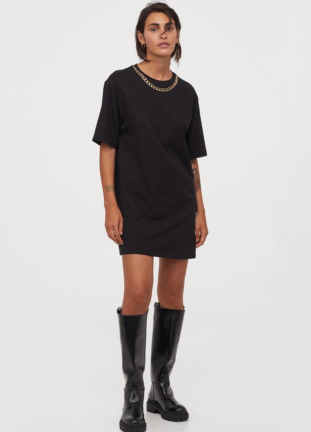 Платье-футболка H&M S Черный (946800003b50)