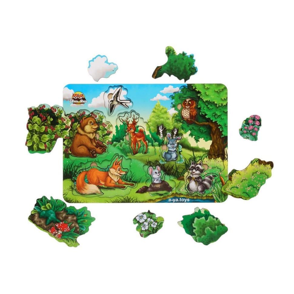 Пазлы деревянные Ubumblebees А где звери серия лес 33х24 см (ID-180-D-38)