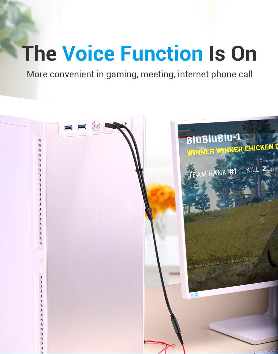 Переходник Vention 2х3.5 мм minijack-3.5 мм/minijack AUX 4-пиновая нейлоновая оплетка TRRS 1 м Черный (BBLBF) - фото 4