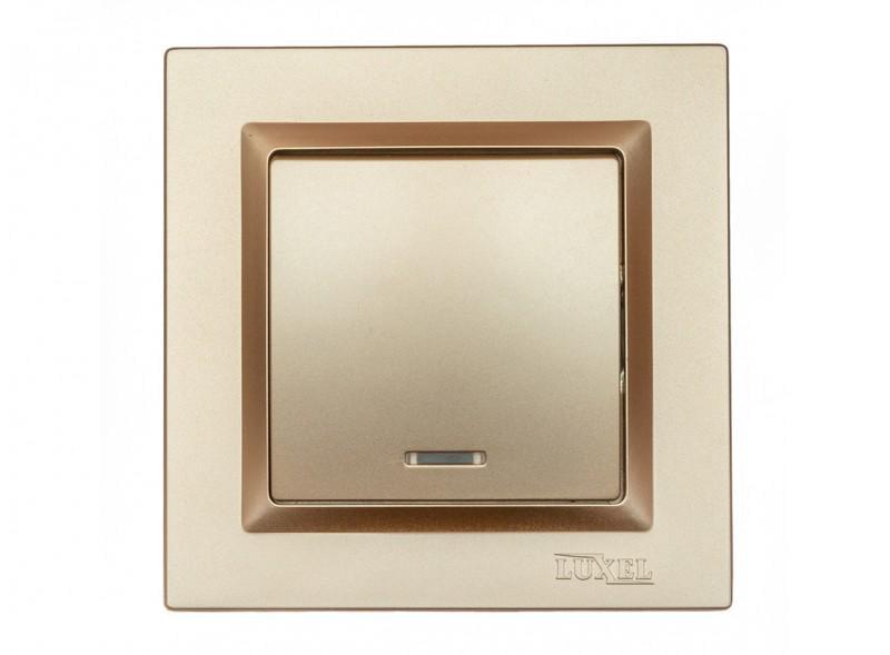 Выключатель одноклавишный Luxel JAZZ 9605+9305 с подсветкой и кремовым механизмом Бронзовый (27552235)