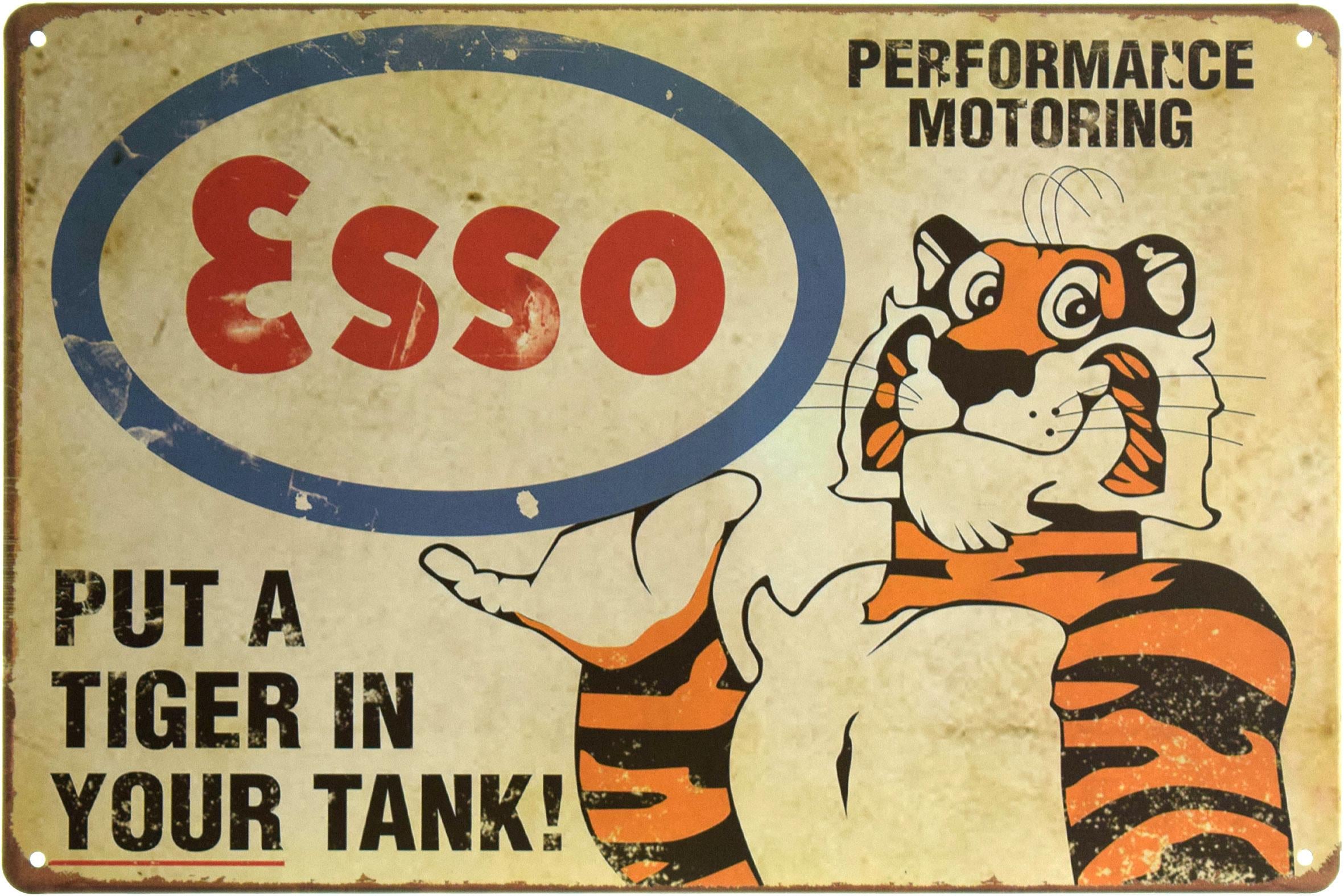 Табличка металлическая Esso Put A Tiger In Your Tank! 20x30 см