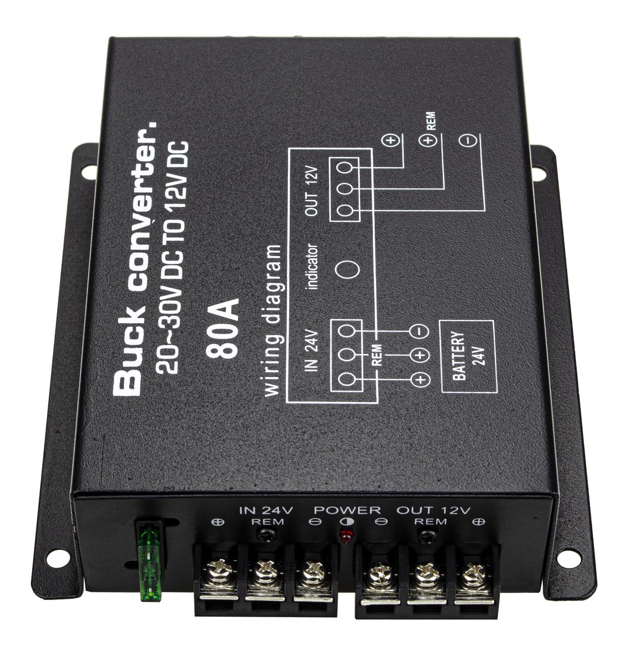 Перетворювач напруги 24V-12V 960W автомобільний інвертор 24V-12V 80A