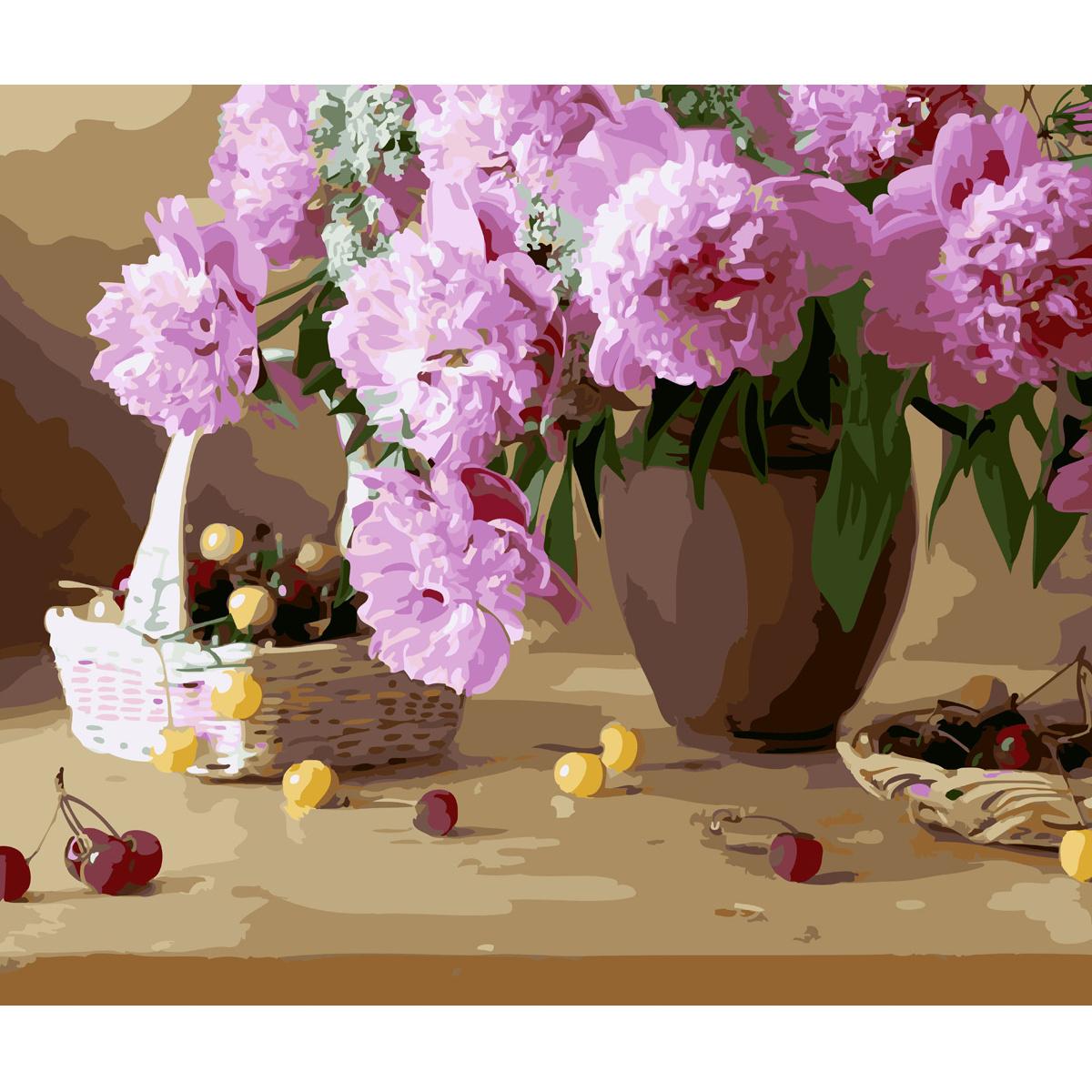 Картина по номерам Strateg Премиум Черешни на столе 40x50 см (SY6634)