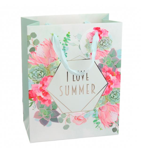 Подарочный пакет Summer ламинированный картон 18x10x23 см