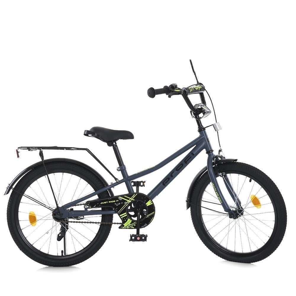 Дитячий велосипед PROF1 Prime 20" з багажником Сірий